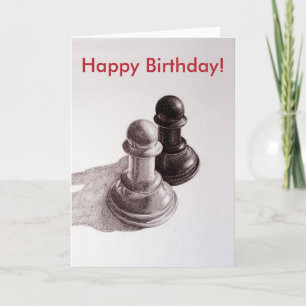 Custom Text Black And White Pawns Chess Birthday Card