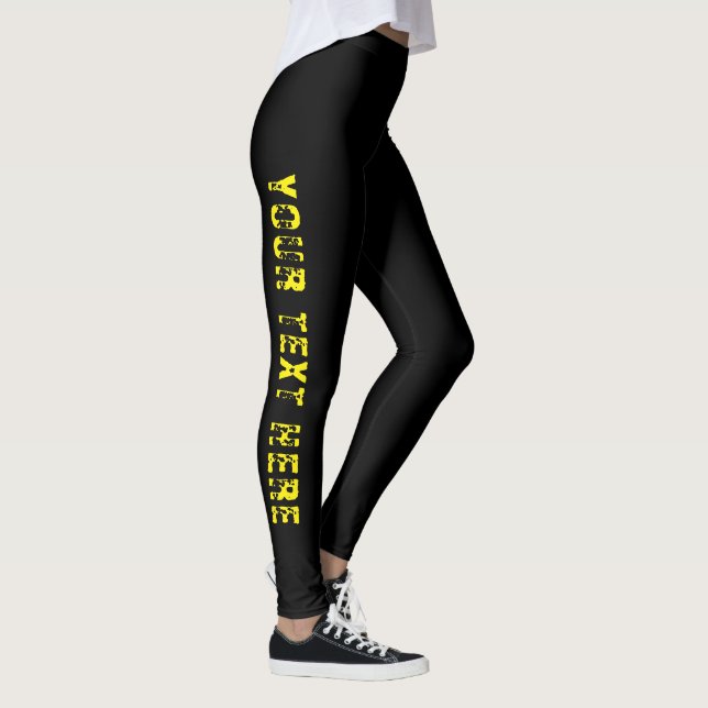 Custom Text Black Leggings for Stylish Comfort (Right)