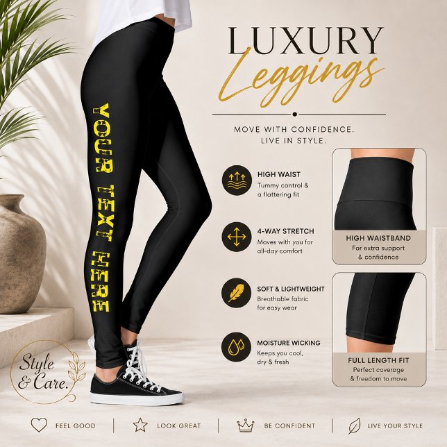 Custom Text Black Leggings for Stylish Comfort (Custom Text Black Leggings for Stylish Comfort)