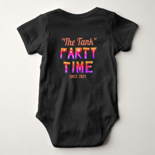 Custom Text Black Party Time Celebration Birthday Baby Bodysuit