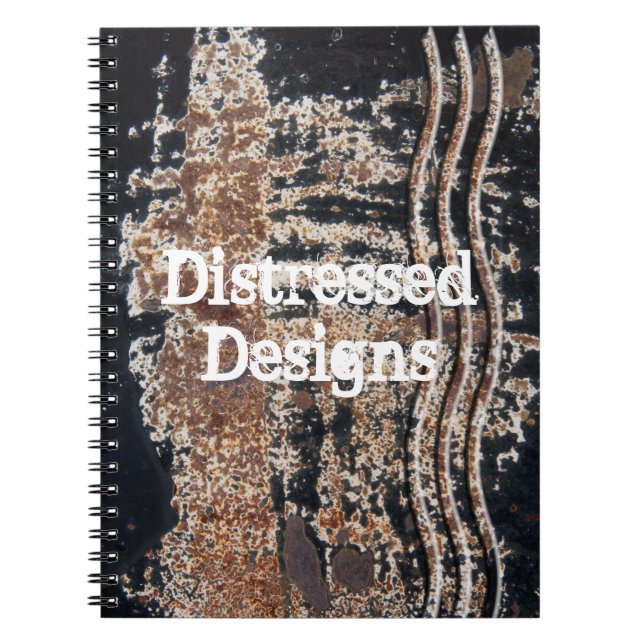 Custom Text Black Rusty Metal Grunge Photograph Notebook (Front)