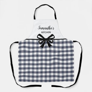 Custom Text Black White Buffalo Plaid Cute Kitchen Apron