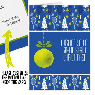 🎾🎄Custom text, blue and green Tennis bauble