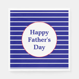 Custom Text Blue and White Striped   Father's Day Napkin