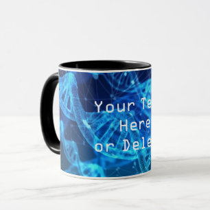 Custom Text Blue Double Helix DNA Strand Science Mug