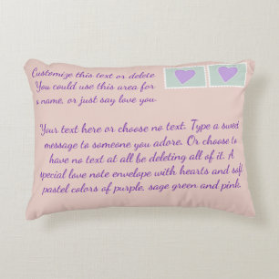 Custom Text Blush Pink Pastel Hearts Love Letter Decorative Cushion