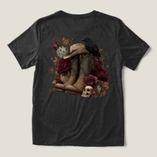 Custom Text Boho Dark Floral Gothic Western Tri-Blend Shirt