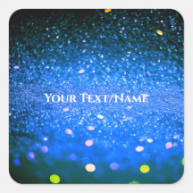 Custom Text - Bokeh Glitter - Blue