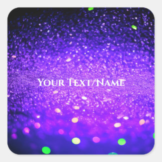 Custom Text - Bokeh Glitter - Deep Purple Square Sticker