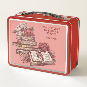 Custom Text Book Lover's Metal Lunch Box