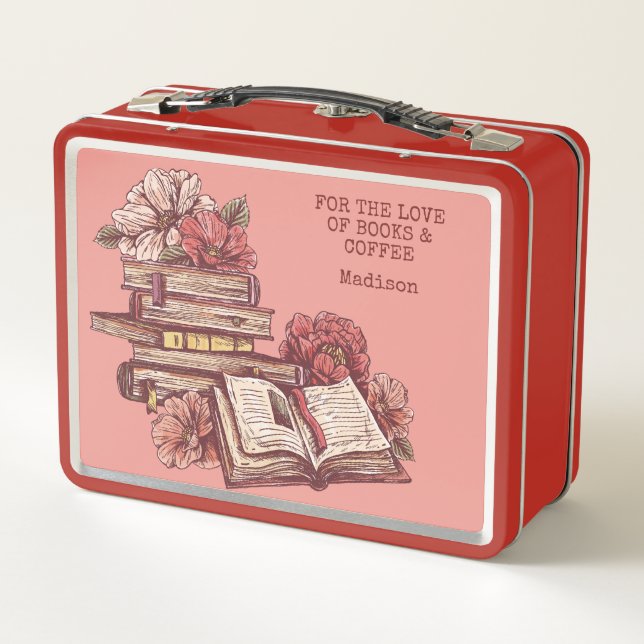 Custom Text Book Lover's Metal Lunch Box (Back)