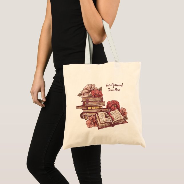 Custom Text Book Lover's Tote Bag (Front (Product))