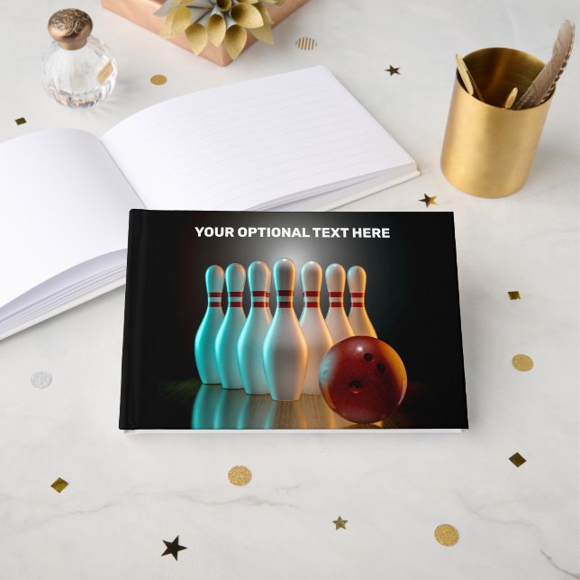 Custom Text Bowling Guest Book (Front Open)