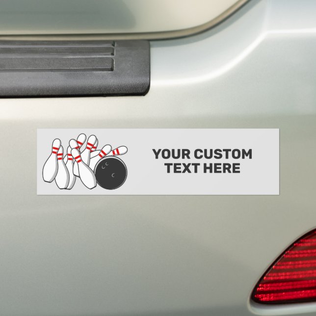 Custom Text Bowling Strike Bumper Sticker (On Car)