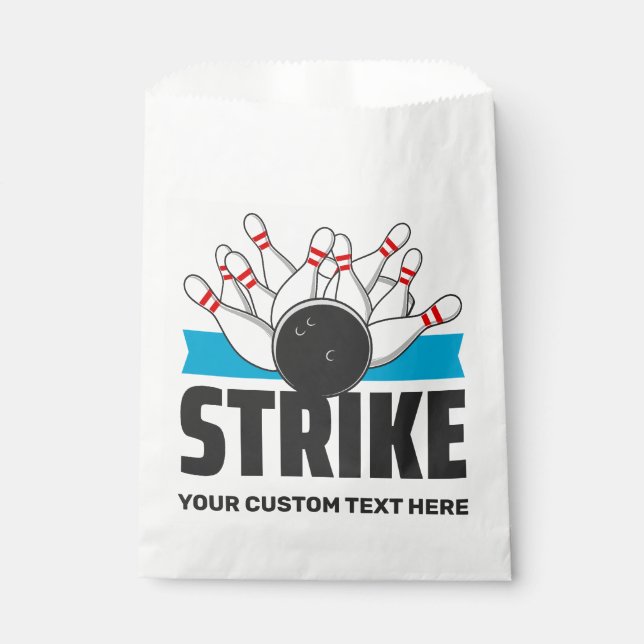 Custom Text Bowling Strike Favour Bag (Front)