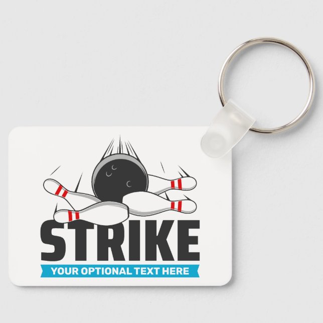 Custom Text Bowling Strike Key Ring (Front)