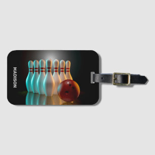 Custom Text Bowling Strike Luggage Tag
