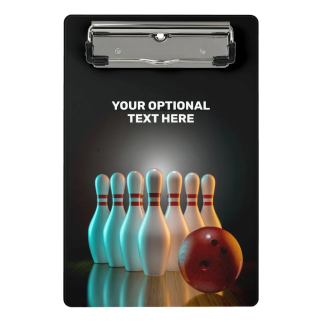 Custom Text Bowling Strike Mini Clipboard (Front)