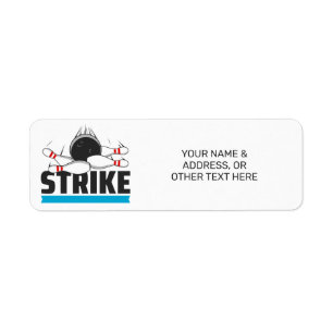 Custom Text Bowling Strike Return Address Label