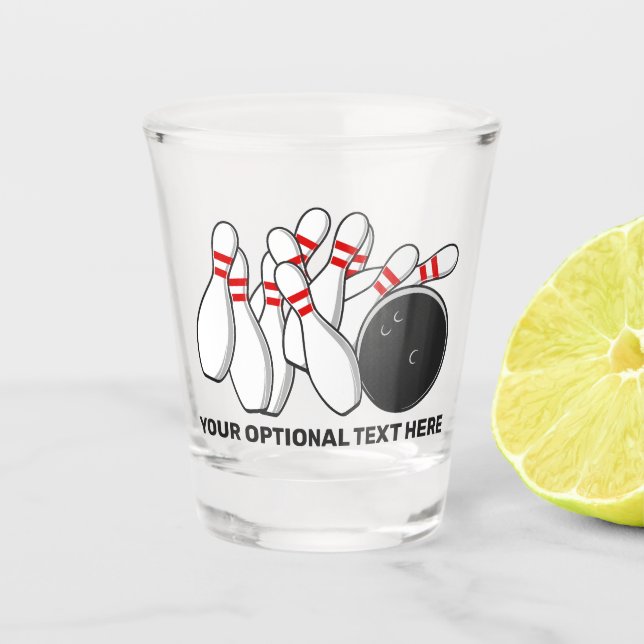 Custom Text Bowling Strike Shot Glass (Front)