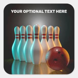 Custom Text Bowling Strike Square Sticker