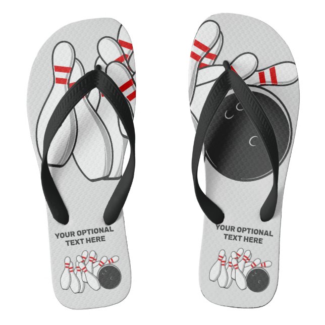 Custom Text Bowling Strike Thongs (Footbed)