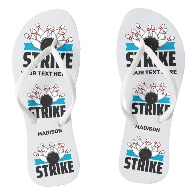 Custom Text Bowling Strike Thongs (Footbed)