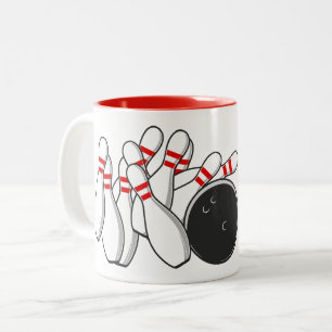 Custom Text Bowling Strike Two-Tone Coffee Mug