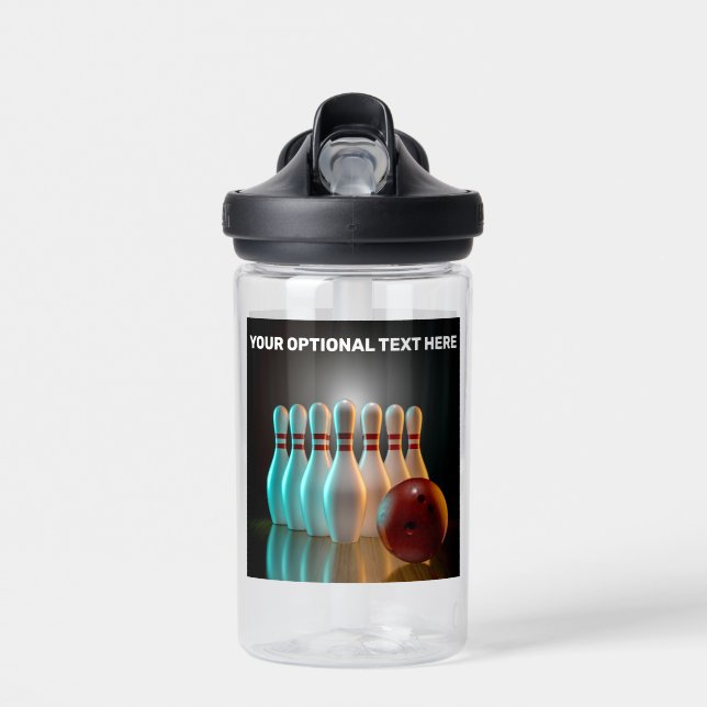 Custom Text Bowling Strike Water Bottle (Front)