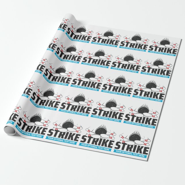 Custom Text Bowling Strike Wrapping Paper (Unrolled)