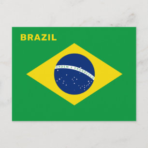 Custom Text Brazil Flag Postcard