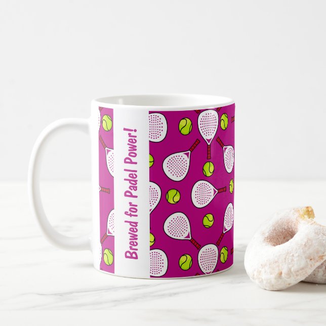🎾Custom text, Brewed for Padel Power! Coffee Mug (With Donut)