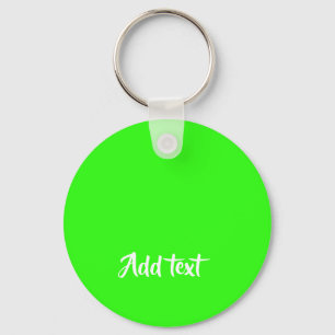 Custom text bright green plain key ring