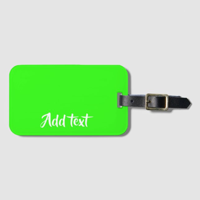 Custom text bright green plain luggage tag (Front Horizontal)