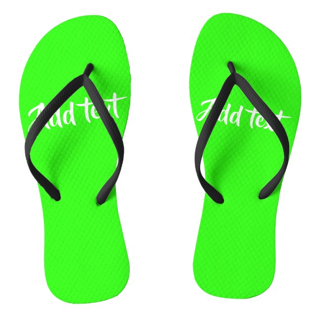 Custom text bright green plain thongs (Footbed)