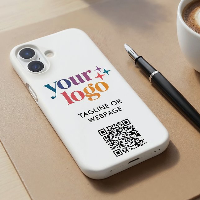 Custom Text Business Company Logo QR Code Case-Mate iPhone Case (Customize with logo, text and QR Code. Choose iPhone model and case style.)