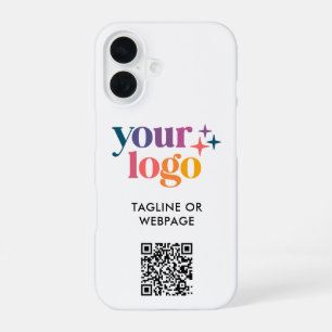 Custom Text Business Company Logo QR Code iPhone 16 Case
