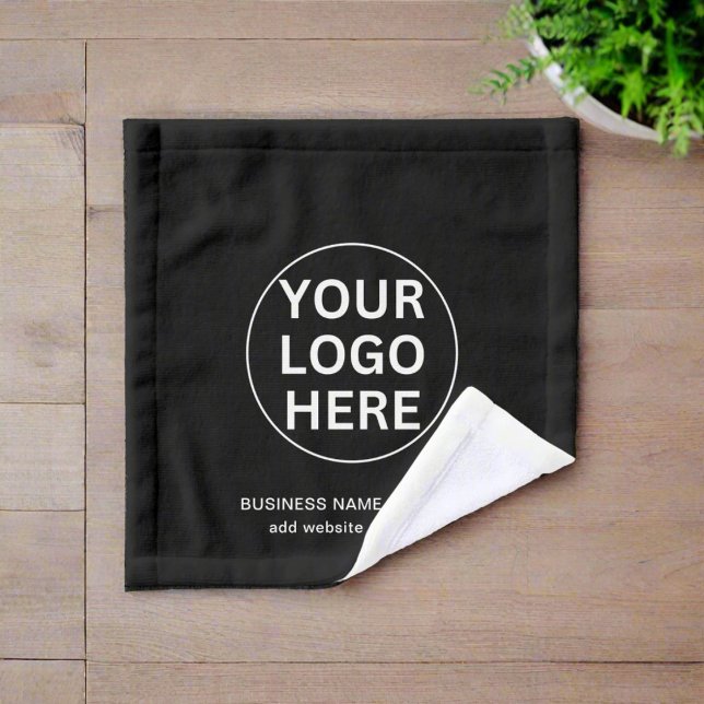 Custom Text & Business Logo Black & White Branded Wash Cloth (Creator Uploaded)