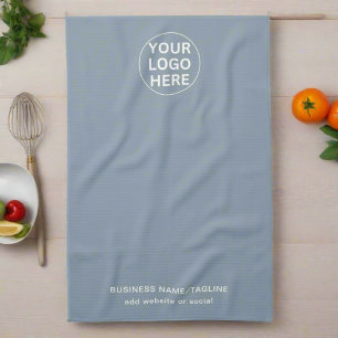 Custom Text & Business Logo Dusty Blue Promotionl Tea Towel