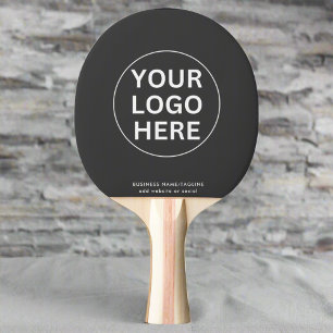 Custom Text & Business Logo l Branded Grey Ping Pong Paddle