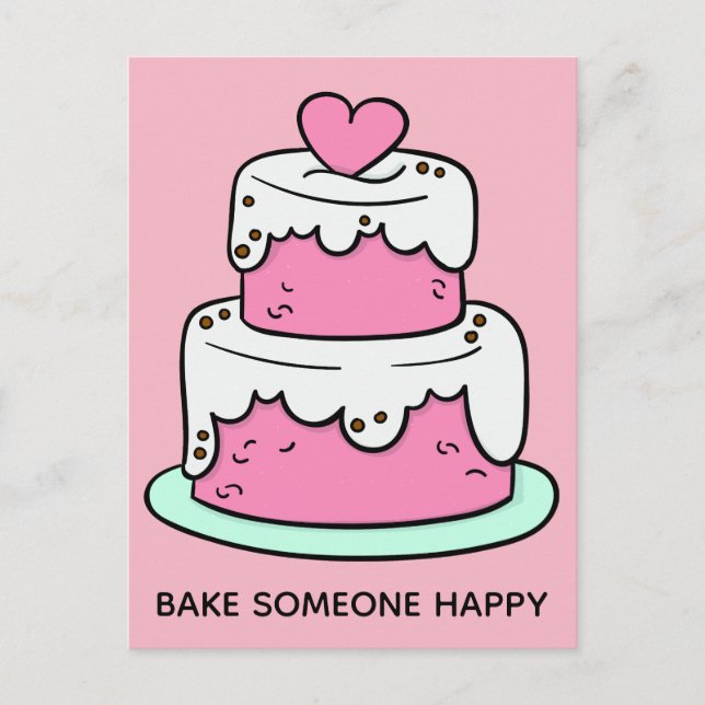 Custom text Cake Illustration postcard (Front)