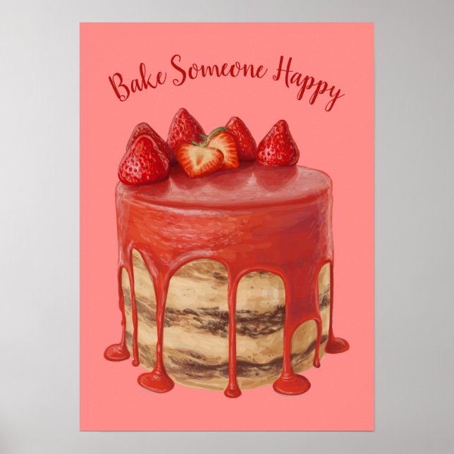 Custom text Cake Illustration poster (Front)