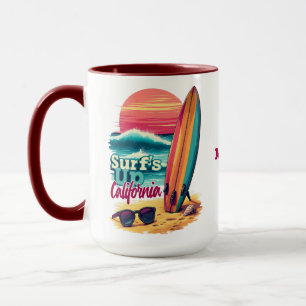 Custom Text California Surfing Mug