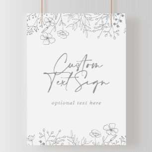 Custom Text Calligraphy Neutral Wildflower Sign