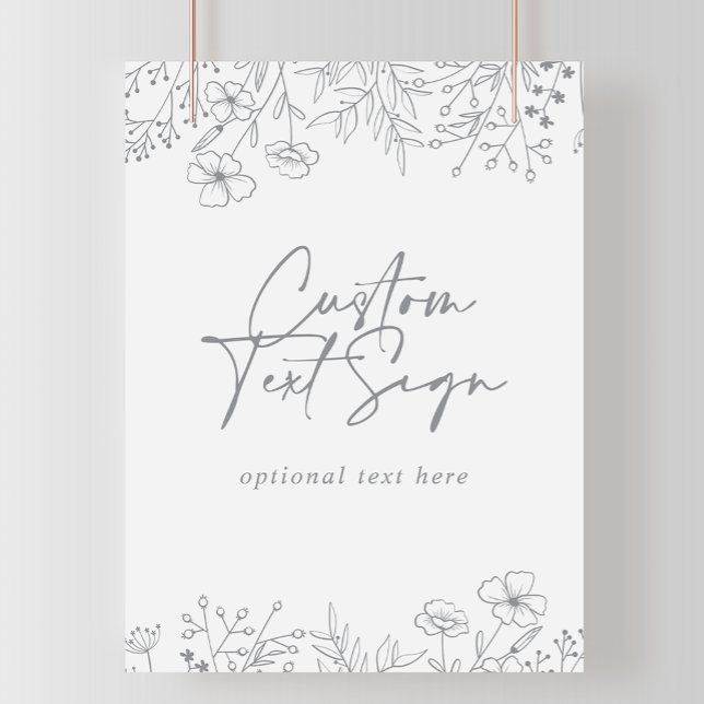 Custom Text Calligraphy Neutral Wildflower Sign (Creator Uploaded)