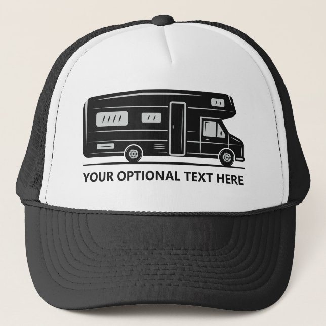 Custom text Camper Van Trucker Hat (Front)
