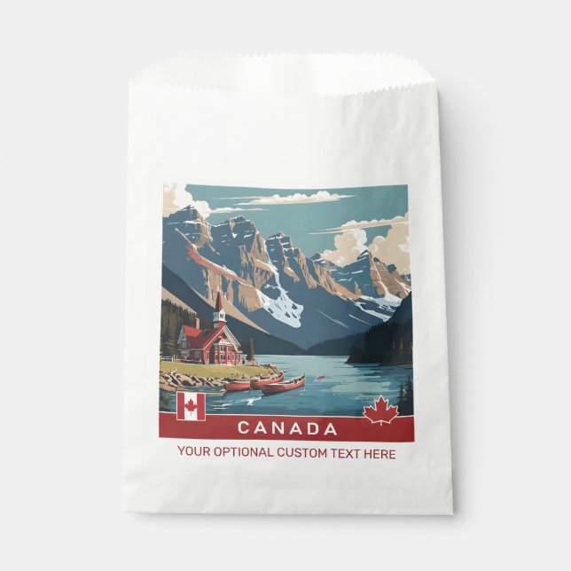 Custom Text Canada Travel Poster Favour Bag (Front)