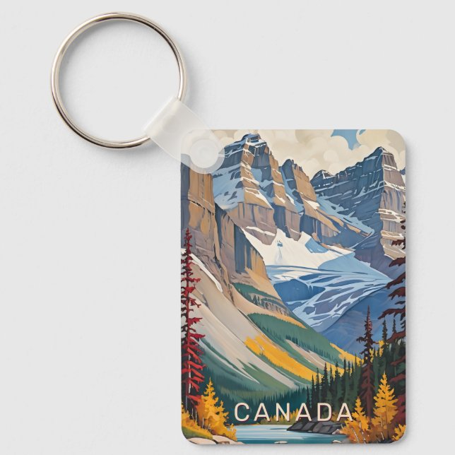 Custom Text Canada Travel Poster Key Ring (Front)