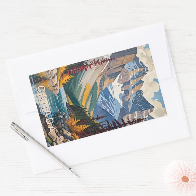Custom Text Canada Travel Poster Rectangular Sticker (Envelope)