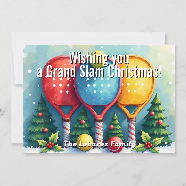 🎾🎄Custom text,  Candy Cane Smash Holiday Card (Front)